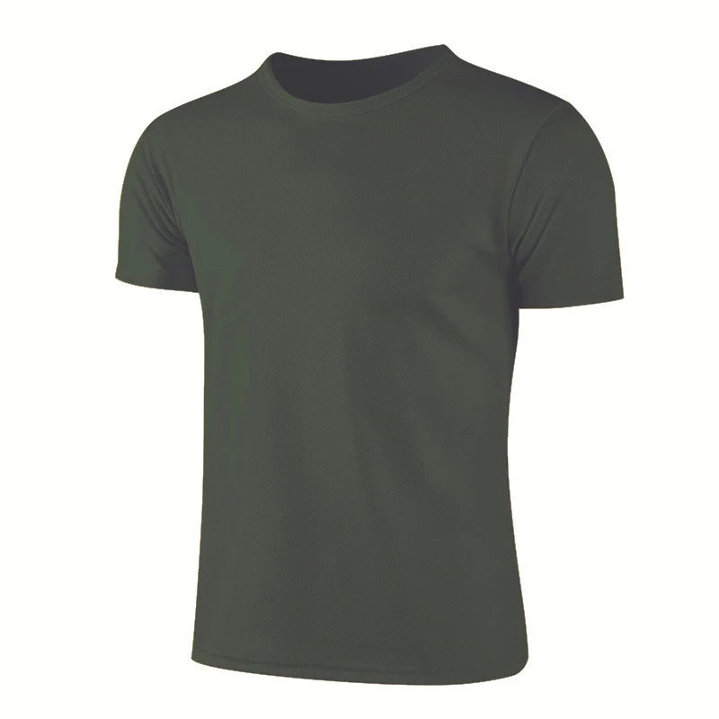 Men's short sleeve quick dry green sports t-shirt for running and gym workouts