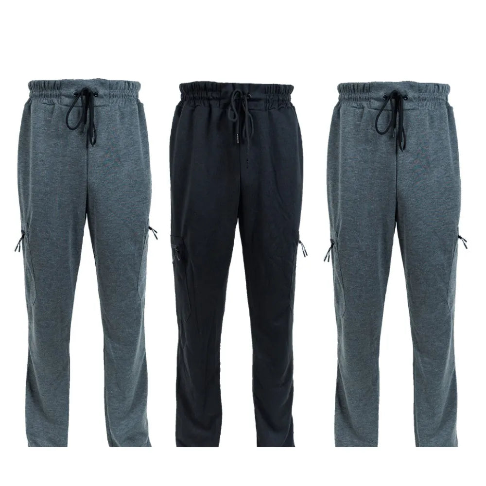 3-Pack Men's Fleece-Lined Slim Fit Joggers in gray and black for activewear and casual wear.