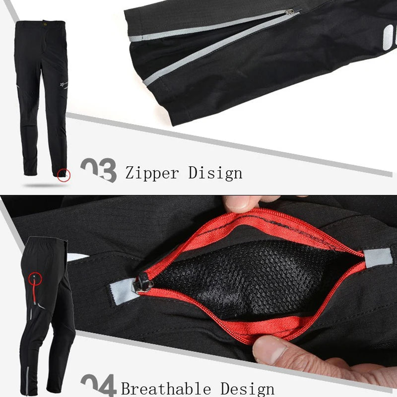 Men's 4D Padded Cycling Pants showing zipper and breathable design for comfort and performance.