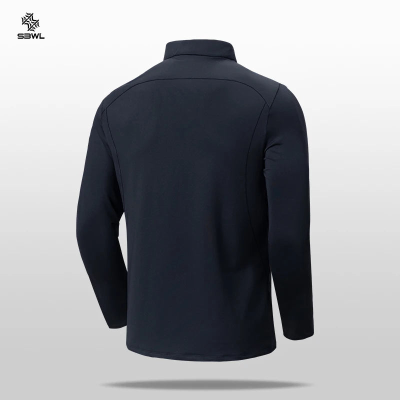 Men's Speed-Dry Long Sleeve Fitness Top in black, showcasing the back view for a stylish and athletic look.