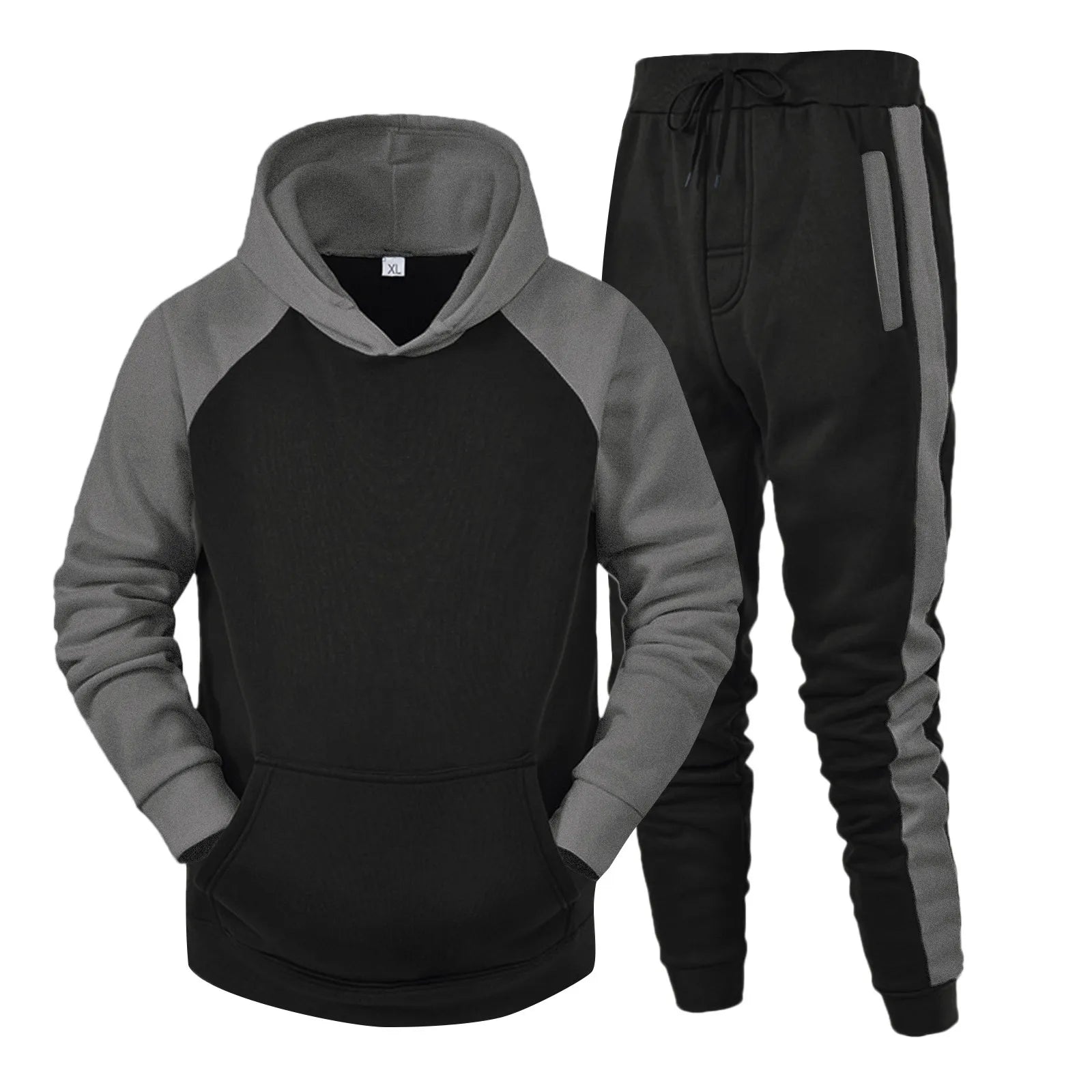 Hoodies 2 Piece Set featuring a black hoodie and jogger pants for stylish comfort and versatility.