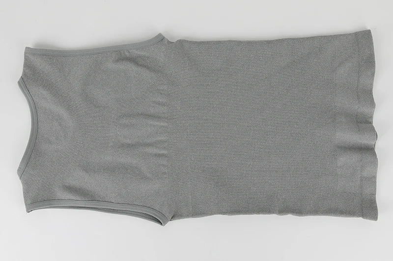 Men's compression tank top in gray, designed for slimming fit and core support, ideal for gym and everyday wear.