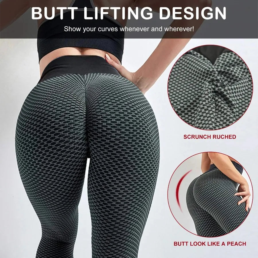 Women Butt Lifting Yoga Pants showcasing scrunch design for enhanced curves and a flattering high-waisted fit.