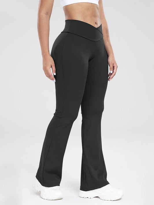 Women's high waist yoga leggings in black, designed for comfort and style during workouts.