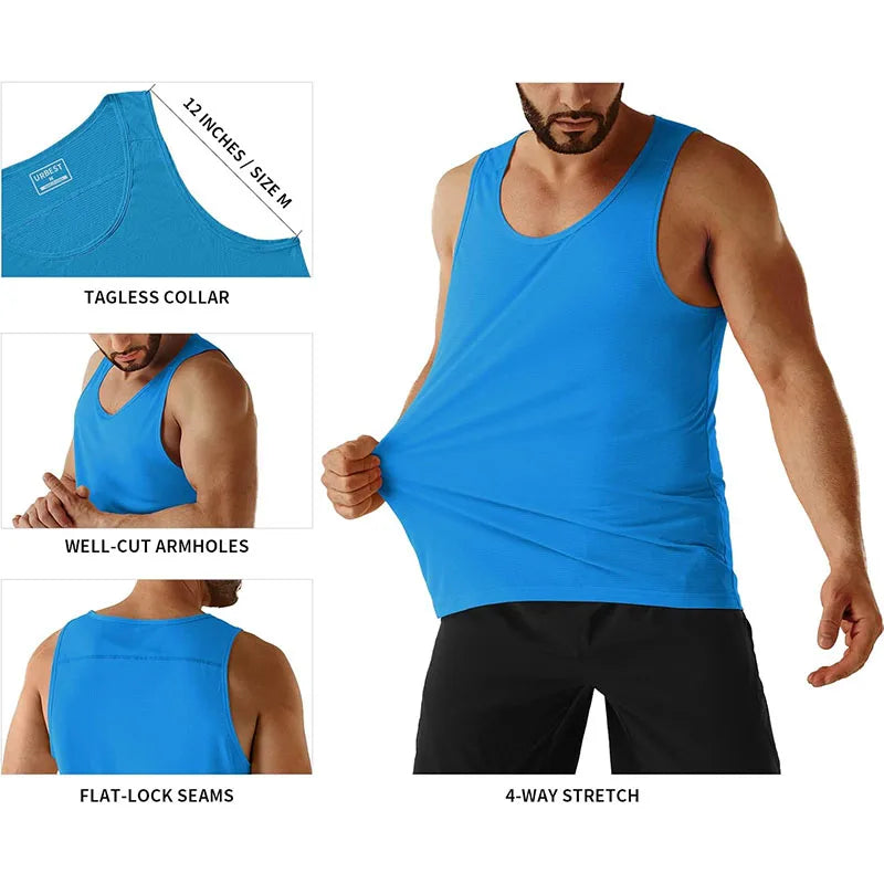 Men's Neon Workout Sleeveless Shirt featuring tagless collar, well-cut armholes, flat-lock seams, and 4-way stretch.