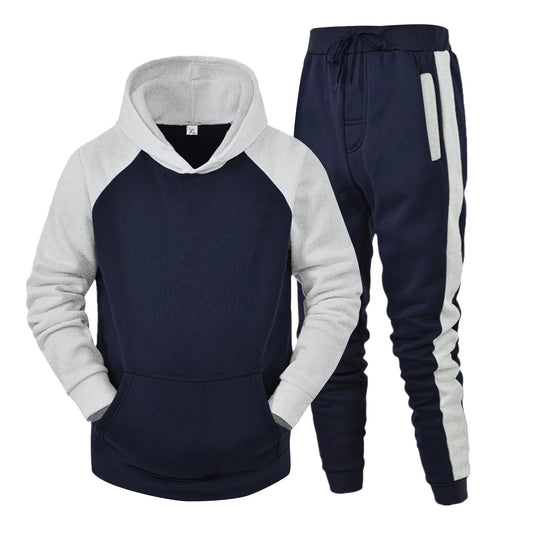 Hoodies 2 Piece Set featuring a comfortable hoodie and jogger pants in navy and gray colors for stylish casual wear.