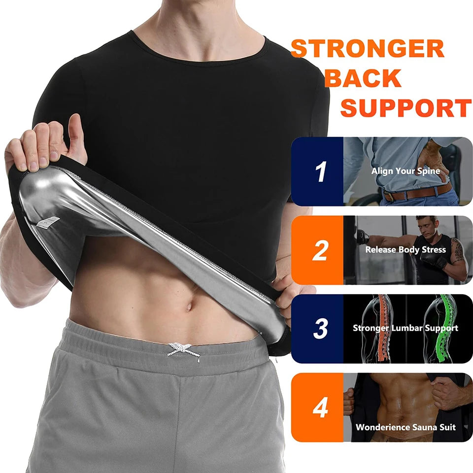 Men's Sauna Sweat Vest showcasing strong back support and heat-trapping design for effective workouts.