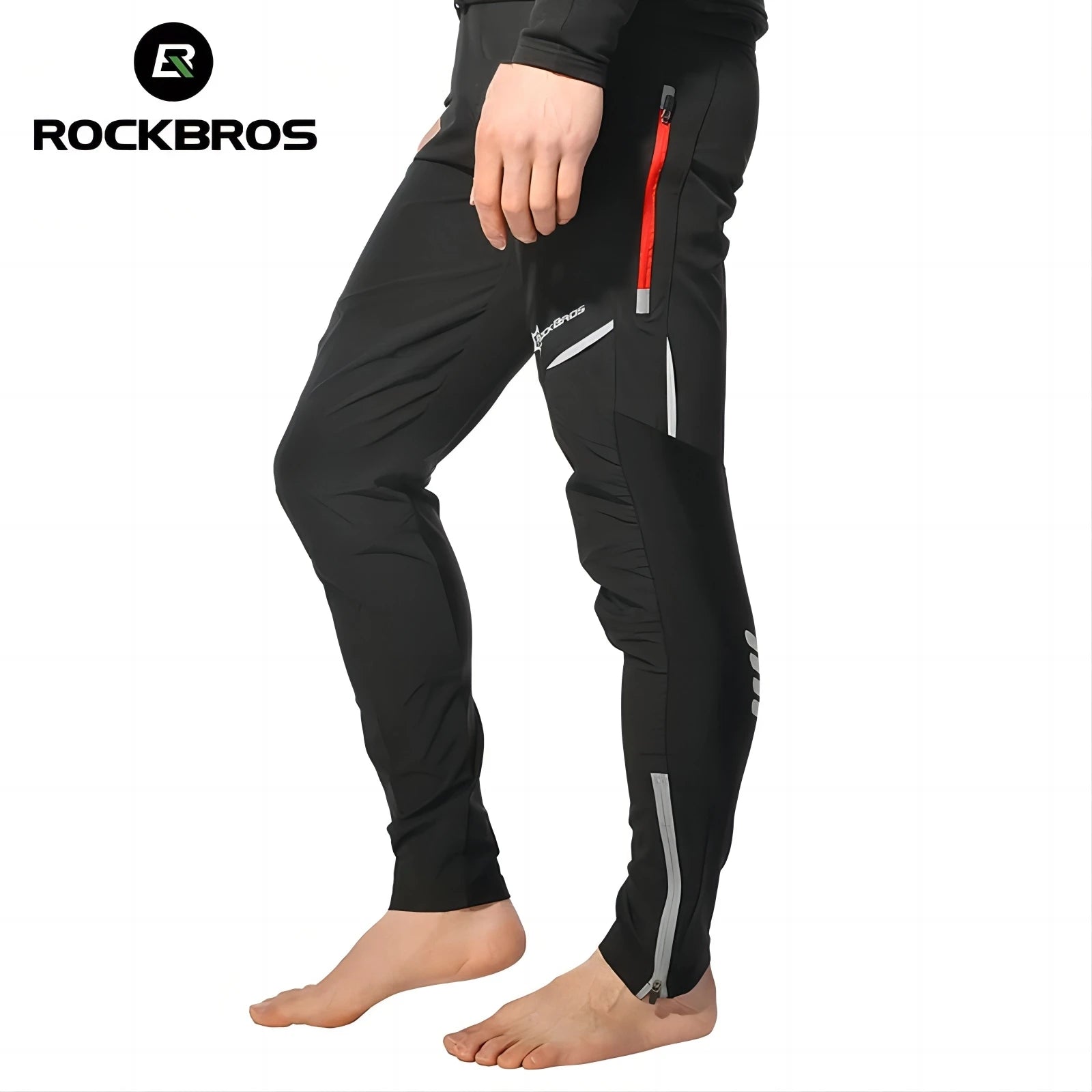Men's 4D padded cycling pants by ROCKBROS showcasing stretchable, breathable fabric and detailed with pockets.