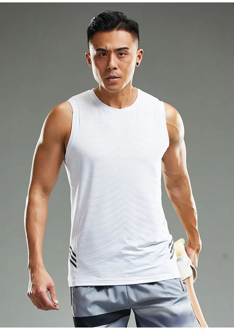 Men's ice silk running tank top, lightweight gym vest for high-intensity workouts and summer runs.