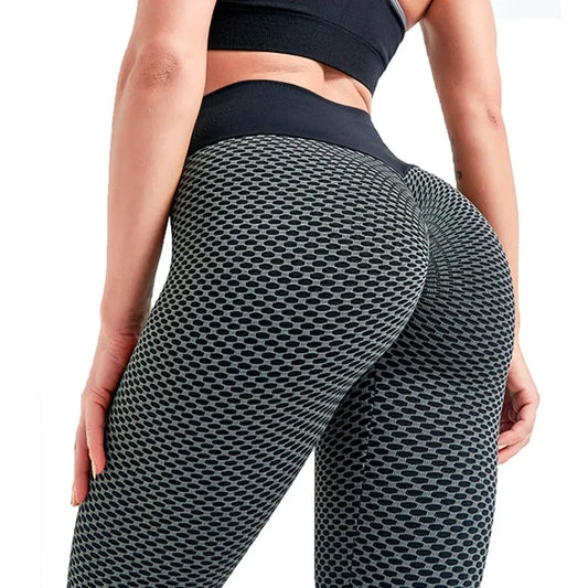 Women's butt lifting high waist yoga pants showcasing a scrunch design for a flattering silhouette.