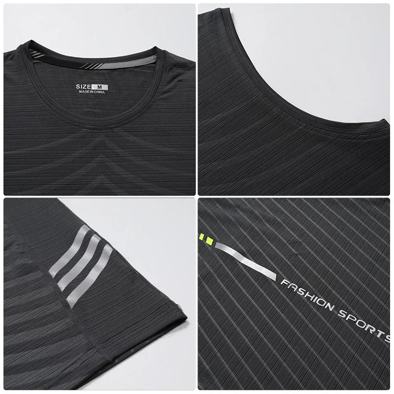 Men’s Ice Silk Running Tank Top in black, showcasing breathable fabric, stylish design, and M size label.
