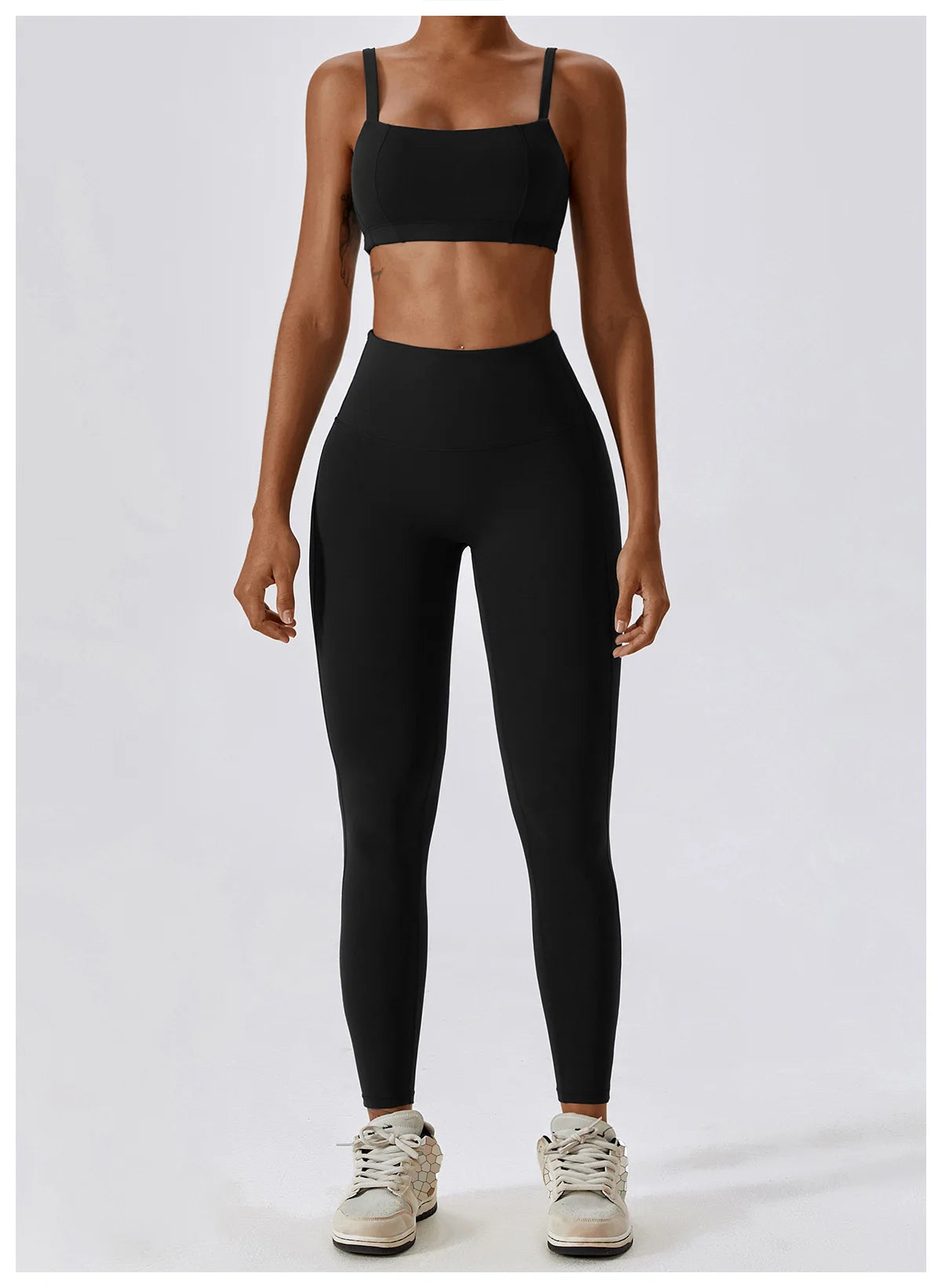 High-waist scrunch butt yoga leggings for women in black, perfect for workouts and activewear.