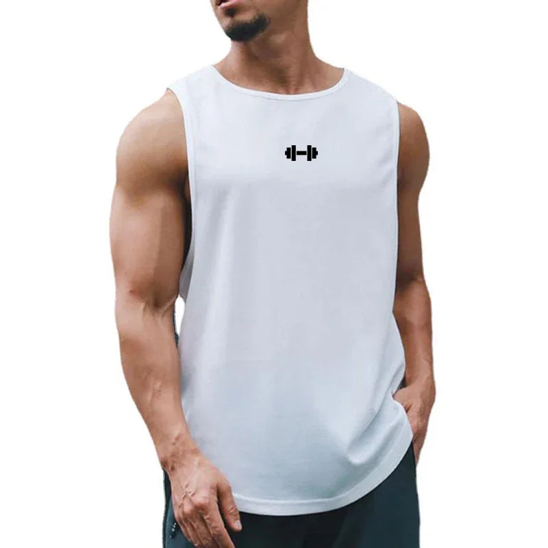 Summer men's running vest tank top, breathable fabric, perfect for workouts and outdoor activities.