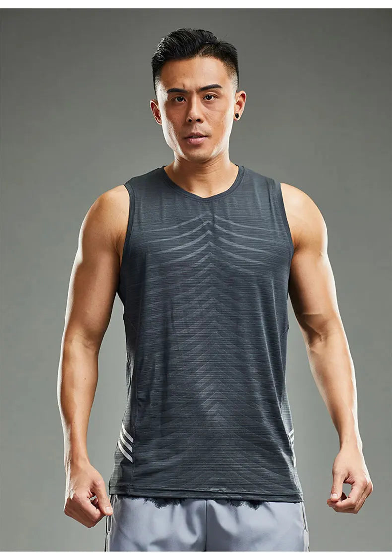 Men's Ice Silk Running Tank Top, lightweight gym vest for optimal comfort and breathability during workouts.