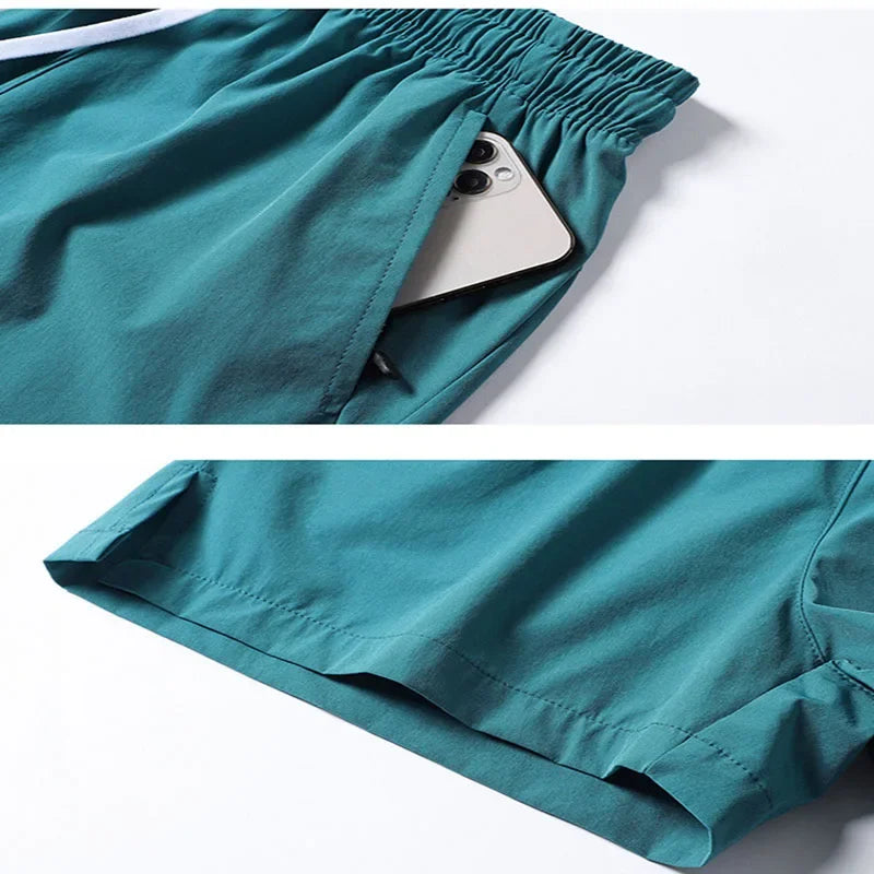 Badminton performance shorts featuring a breathable fabric and a pocket for storing essentials like a phone.