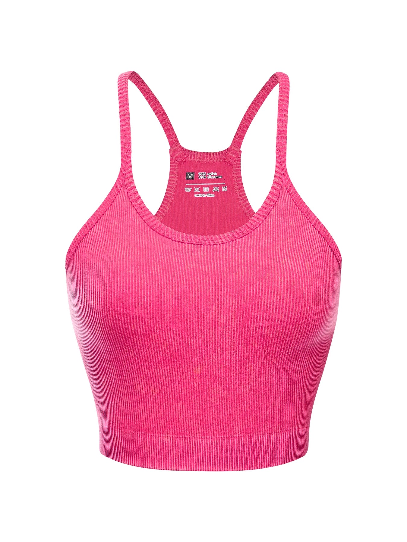 2025 Seamless Push-Up Yoga Sports Top in vibrant pink, sleeveless design, perfect for active women.