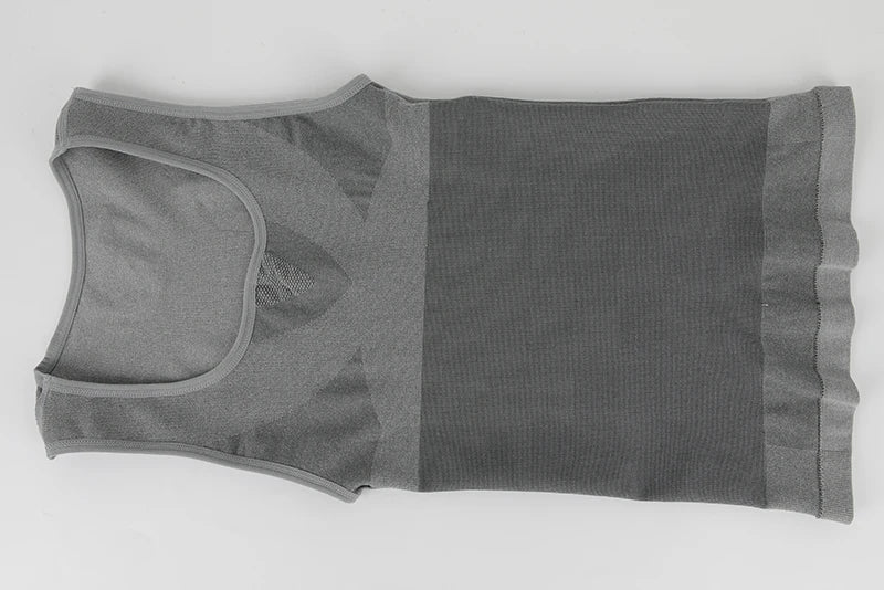 Men’s compression tank top in grey color, designed for muscle support and body shaping, perfect for gym and casual wear.
