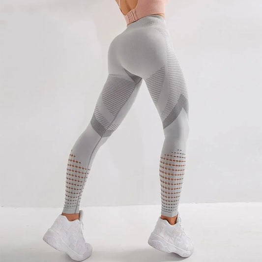 High Waist Seamless Booty-Lifting Leggings in gray for women, designed for breathable comfort and stylish performance.