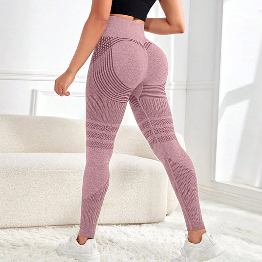 2025 seamless hip-lifting yoga pants showcasing contour-enhancing design and high-waisted style, ideal for workouts.